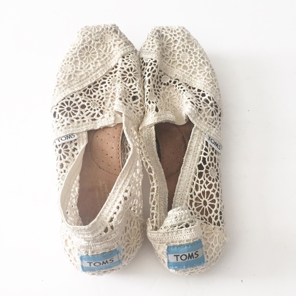 Toms | White Crochet Lace Slip Ons - Picture 4 of 5